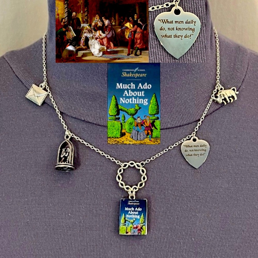 Much Ado About Nothing by William Shakespeare Handmade Literature Book Necklace
